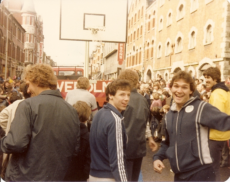Pete Strickland, center, and Paul DeVito, right, in Cork in 1981.